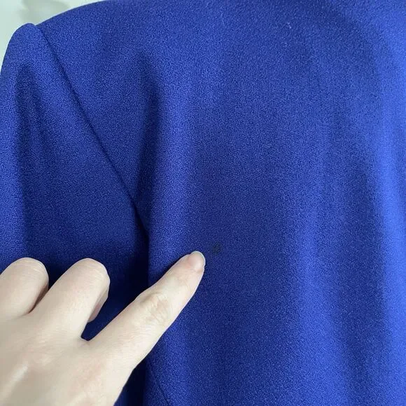 VTG 90s J.G. Hook Wool Shift Dress Royal Blue Long Sleeve Preppy Academia Size12 - Picture 10 of 12